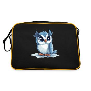blaue Eule - Retro Tasche - Schwarz/Gold - Hinten