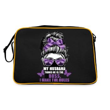 My Husband Thinks He Is The I Make The Rules - Retro Tasche - Schwarz/Gold - Hinten