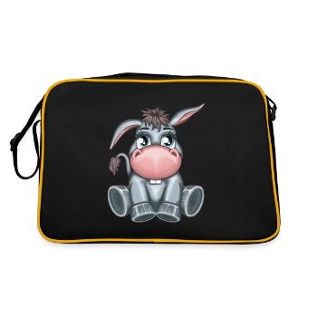 Dessin animé mignon âne animal amoureux illustration - Sac Retro - noir/or - Dos