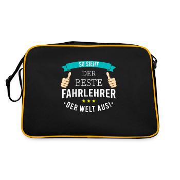 Lustige Fahrlehrer Fahrschullehrer Geschenk - Retro Tasche - Schwarz/Gold - Hinten