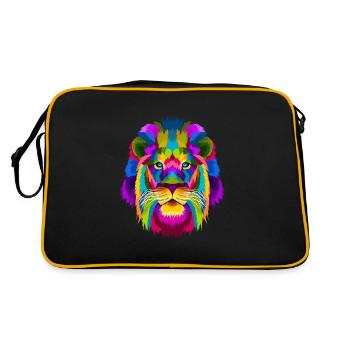 Lion tête de lion afrique hipster abstrait arc en ciel - Sac Retro - noir/or - Dos