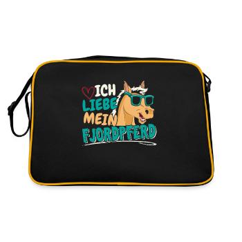 Norwegisches Fjordpferd | Norweger Pferd Liebe - Retro Tasche - Schwarz/Gold - Hinten