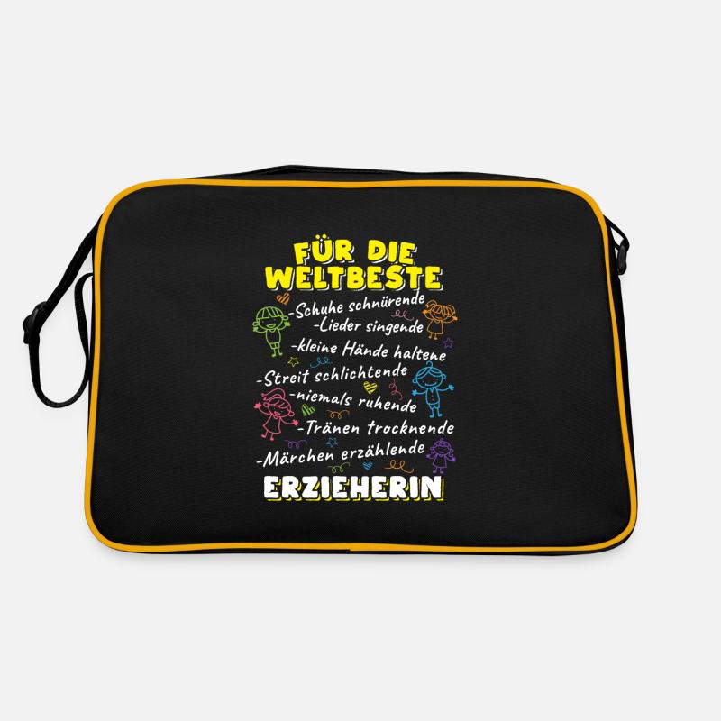 Erzieherinnen und Erzieher Geschenk Kindergärtner - Retro Tasche - Schwarz/Gold