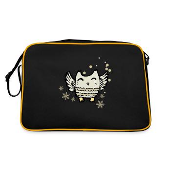 Hearty owl with snowflakes - Retro Bag - black/gold - Back