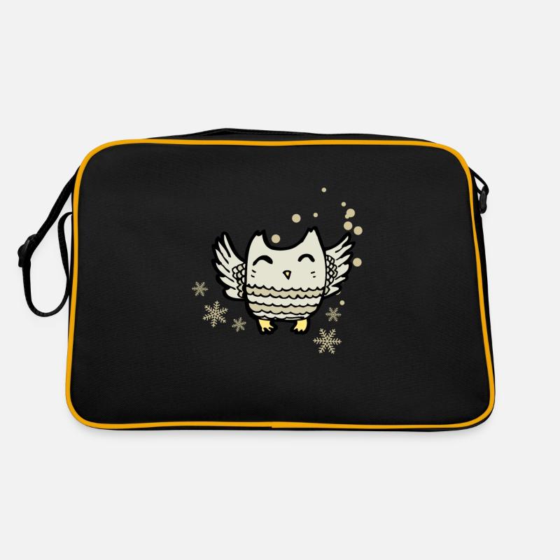 Herzige Eule mit Schneeflocken Retro Tasche