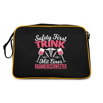 Krankenschwester Geschenk Arzthelferin - Retro Tasche - Schwarz/Gold - Hinten