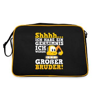Großer Bruder Bagger - Retro Tasche - Schwarz/Gold - Hinten