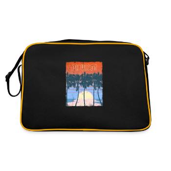 Retro Phuket Thailand Strandurlaub Souvenir - Retro Tasche - Schwarz/Gold - Hinten