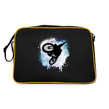Mountain biker jumps through the snow in winter - Retro Bag - black/gold - Back
