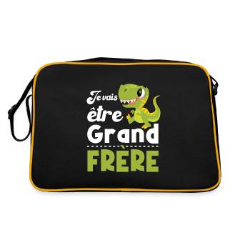 Je vais être grand frère, Cadeau grand frère - Sac Retro - noir/or - Dos