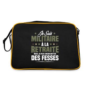 Humour Cadeau Je suis Militaire À La Retraite - Sac Retro - noir/or - Dos