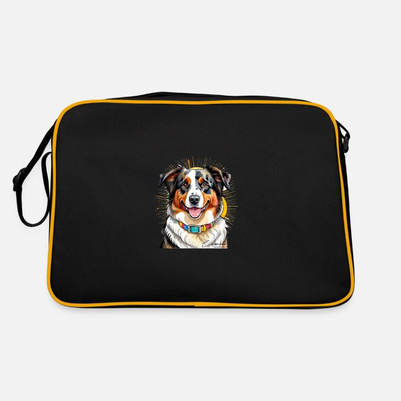 Border collie rayon de soleil - Sac Retro - noir/or