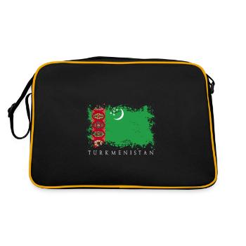 Turkmenistan Central Asia flag flag country - Retro Bag - black/gold - Back