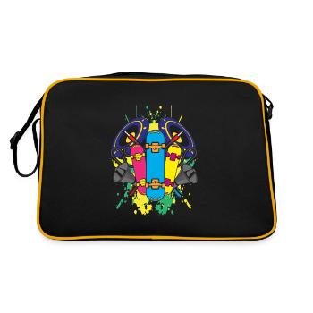 Skateboard Skateboarding Cool Listening to Music - Retro Bag - black/gold - Back