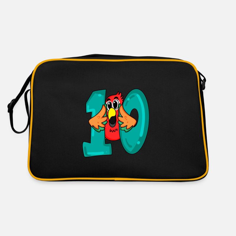 10 Geburtstag - Papagei Vogel mit der Nummer 10 Retro Tasche