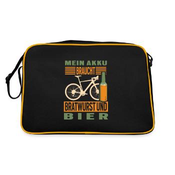 Fahrrad Bratwurst und Bier Radtour Grillen - Retro Tasche - Schwarz/Gold - Hinten