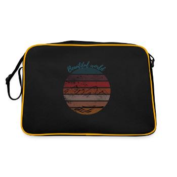 Der See in den Bergen - Retro Tasche - Schwarz/Gold - Hinten