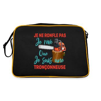 Bûcheron je ne ronfle pas je rêve Tronçonneuse - Sac Retro - noir/or - Dos