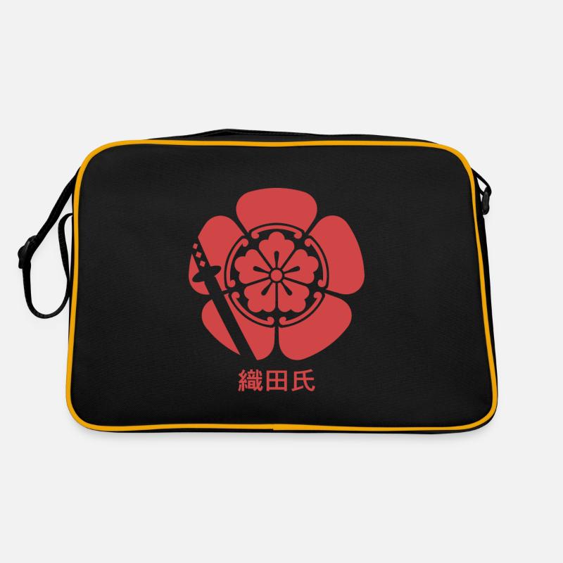 Samurai Oda Clan Wappen in Rot Retro Tasche