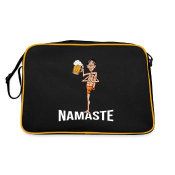 yoga pilates entspannung meditation männerabend - Retro Tasche - Schwarz/Gold - Hinten