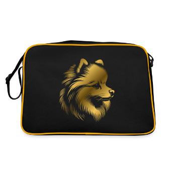 Pomeranian, Pomeranian, Dog's Head, drawing gold - Retro Bag - black/gold - Back