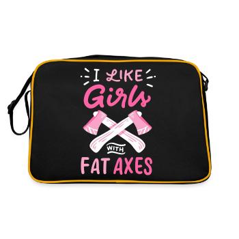 Ich mag Mädchen mit fetten Achsen - Retro Tasche - Schwarz/Gold - Hinten
