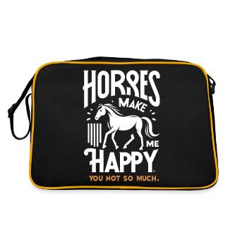 Pferde machen mich glücklich, dich nicht so sehr - Retro Tasche - Schwarz/Gold - Hinten