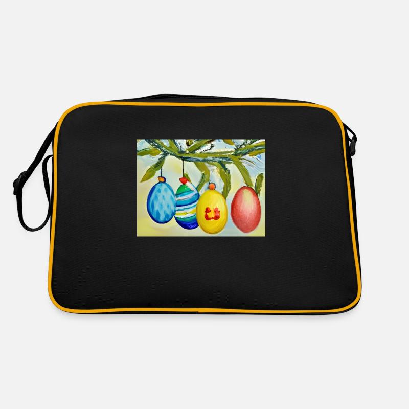 Branche d’œuf colorée - Sac Retro - noir/or