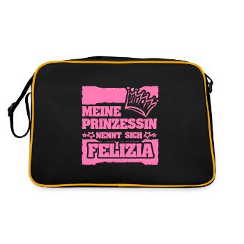 Mädchenname Felizia - Retro Tasche - Schwarz/Gold - Hinten