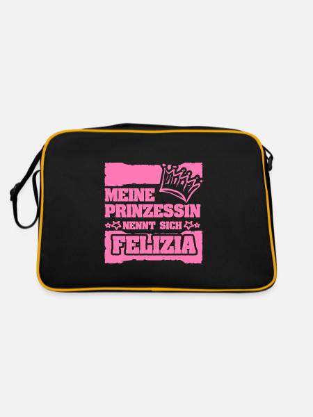 Mädchenname Felizia - Retro Tasche - Schwarz/Gold - Hinten