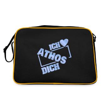 Geschenk für Athos - Retro Tasche - Schwarz/Gold - Hinten