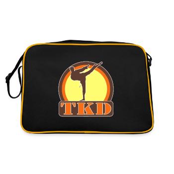 Teakwondo TKD Kämpfer - Vintage Retro Style - Retro Tasche - Schwarz/Gold - Hinten