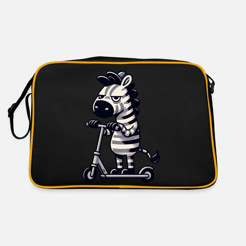 Zebra Kickroller Skurril Lustig Comic Retro Tasche