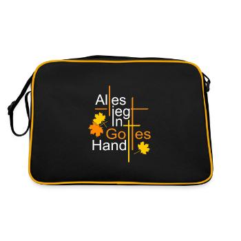 Alles liegt in Gottes Hand - Retro Tasche - Schwarz/Gold - Hinten