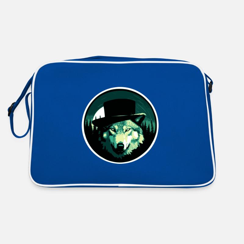 Wolf mit Hut Retro Tasche