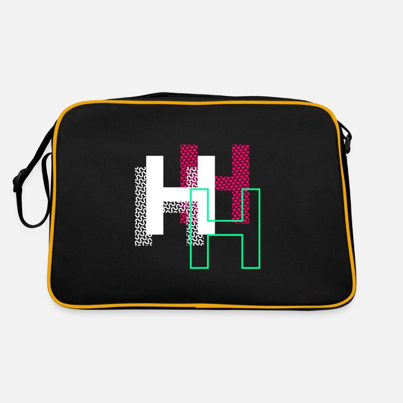 Buchstabe H - Design Geschenk - Retro Tasche - Schwarz/Gold