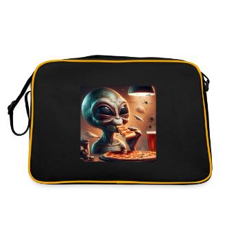 Pizza extraterrestre amusante - Sac Retro - noir/or - Dos