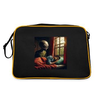 Un extraterrestre surveille un homme endormi - Sac Retro - noir/or - Dos