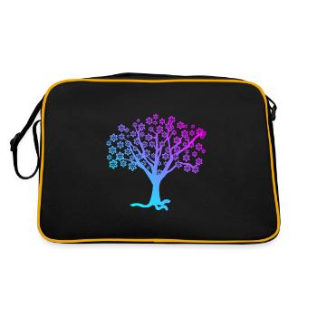 Arbre à fleurs de turquoise violet rose - Sac Retro - noir/or - Dos