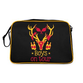 60 Macho Hirsch Geweih Boys on Tour Deer Männer - Retro Tasche - Schwarz/Gold - Hinten