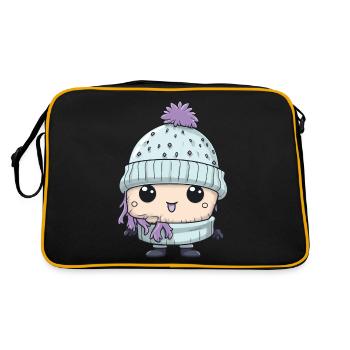 Winter Eskimo Comic Cute - Retro Bag - black/gold - Back
