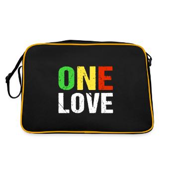 One Love Reggae Musik Jamaica - Retro Tasche - Schwarz/Gold - Hinten