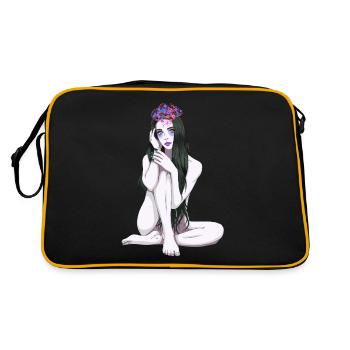 Jolie femme nue fleurs printemps nature fille - Sac Retro - noir/or - Dos