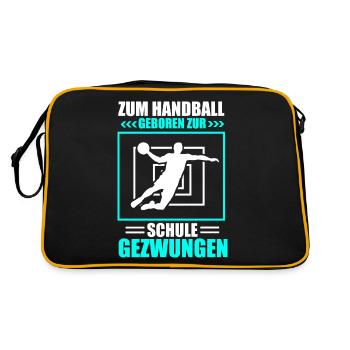 Zum Handball geboren zur Schule gezwungen - Retro Tasche - Schwarz/Gold - Hinten