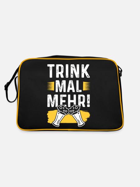 bier lustiger spruch - Retro Tasche - Schwarz/Gold - Hinten
