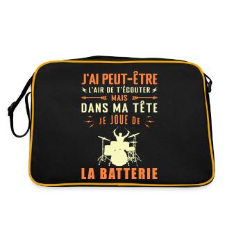 Dans Ma Tête Je Joue De La Batterie - Sac Retro - noir/or - Dos