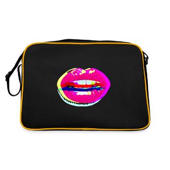 Sexy Lips 2 crossed neon colored - Retro Bag - black/gold - Back