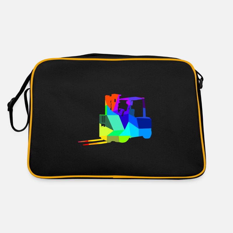 Forklift Rainbow Polygon Construction Vehicle - Retro Bag - black/gold