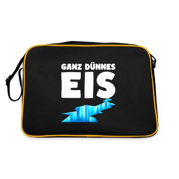Ganz dünnes Eis Humor Sehr dünnes Eis - Retro Tasche - Schwarz/Gold - Hinten