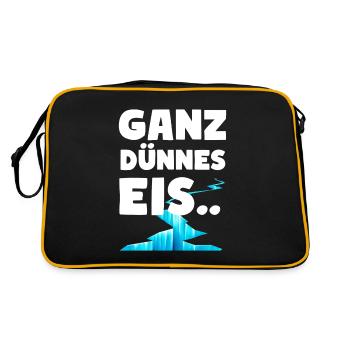 Ganz dünnes Eis Lustige Sprüche Dünnes Eis - Retro Tasche - Schwarz/Gold - Hinten